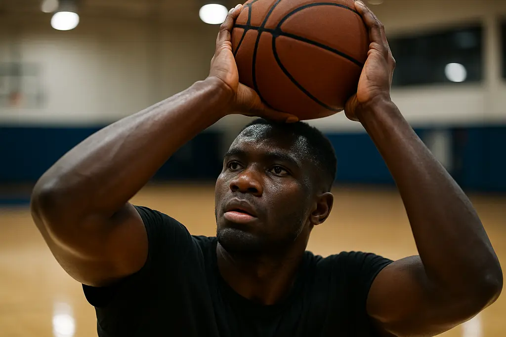 Rueben Chinyelu return shown by a Florida center defending the paint during a college game