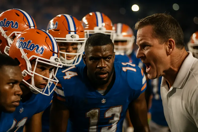 Florida players defending during a conference game in a loud college arena