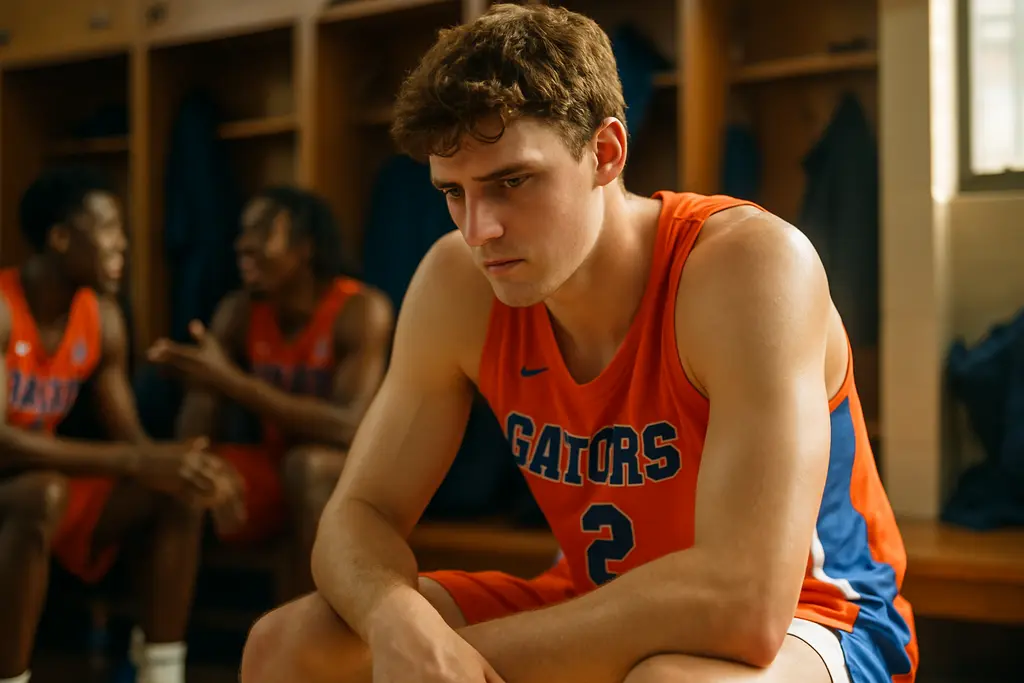 Thomas Haugh leadership shown through a Florida forward guiding teammates during practice
